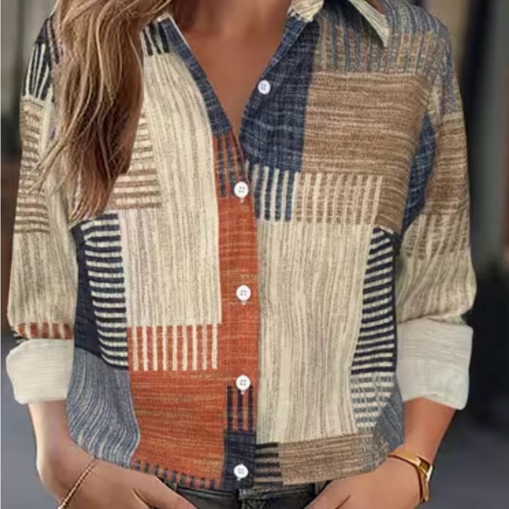 Patchwork Button-Up Shirt